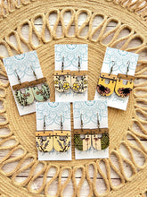 Load image into Gallery viewer, Boho hand painted lightweight flower maple wood earrings