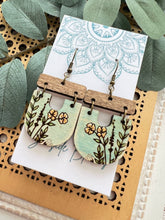 Load image into Gallery viewer, Boho hand painted lightweight flower maple wood earrings
