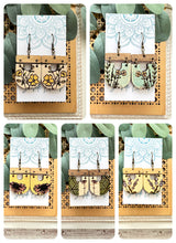 Load image into Gallery viewer, Boho hand painted lightweight flower maple wood earrings