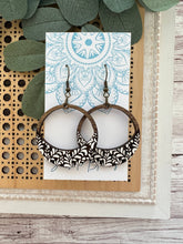 Load image into Gallery viewer, Boho damask all wood lightweight hoops