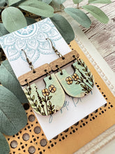 Load image into Gallery viewer, Boho hand painted lightweight flower maple wood earrings