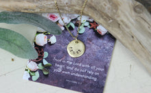 Load image into Gallery viewer, Trust Hand Stamped Scripture Necklace: Gold
