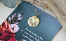 Load image into Gallery viewer, Strong Hand Stamped Scripture Necklace: Gold
