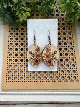 Load image into Gallery viewer, Floral bouquet hand painted lightweight wood earring
