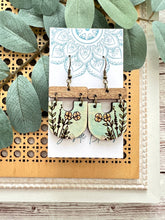 Load image into Gallery viewer, Boho hand painted lightweight flower maple wood earrings 
