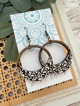 Load image into Gallery viewer, Boho damask all wood lightweight hoops 
