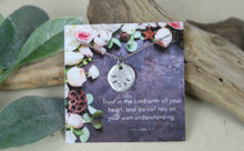 Load image into Gallery viewer, Trust Hand Stamped Scripture Necklace: Silver
