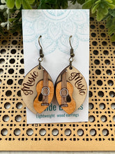 Load image into Gallery viewer, Guitar music wood layered lightweight hand painted earring
