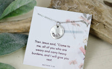 Load image into Gallery viewer, Rest Hand Stamped Scripture Necklace: Gold
