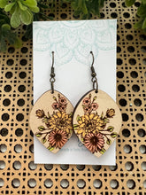 Load image into Gallery viewer, Floral bouquet hand painted lightweight wood earring
