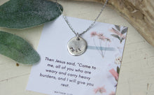 Load image into Gallery viewer, Rest Hand Stamped Scripture Necklace: Gold
