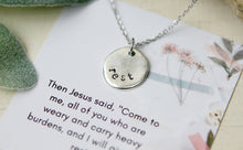 Load image into Gallery viewer, Rest Hand Stamped Scripture Necklace: Gold
