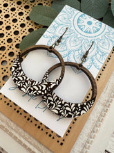 Load image into Gallery viewer, Boho damask all wood lightweight hoops 
