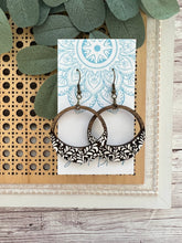 Load image into Gallery viewer, Boho damask all wood lightweight hoops 
