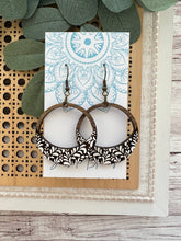 Load image into Gallery viewer, Boho damask all wood lightweight hoops 
