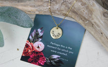 Load image into Gallery viewer, Strong Hand Stamped Scripture Necklace: Gold
