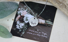 Load image into Gallery viewer, Love Hand Stamped Scripture Necklace: Gold
