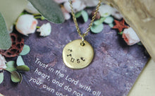 Load image into Gallery viewer, Trust Hand Stamped Scripture Necklace: Gold
