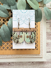 Load image into Gallery viewer, Boho hand painted lightweight flower maple wood earrings 
